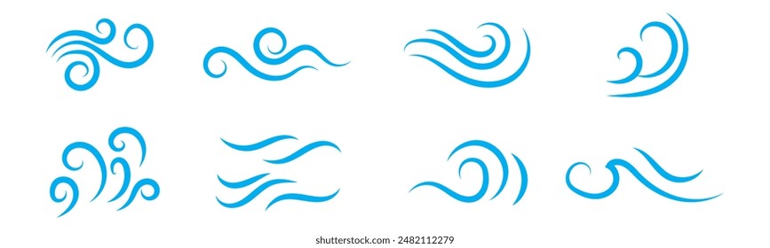 Wind blowing line icon. Windy, storm, breeze weather symbol. Swirl cloud for motion design. vector editable stroke.