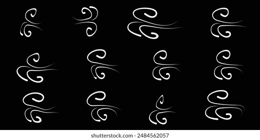 Wind blowing line icon. Windy, storm, breeze weather symbol. Swirl cloud for motion design. vector editable stroke. Wind vector icon. Eps 10.