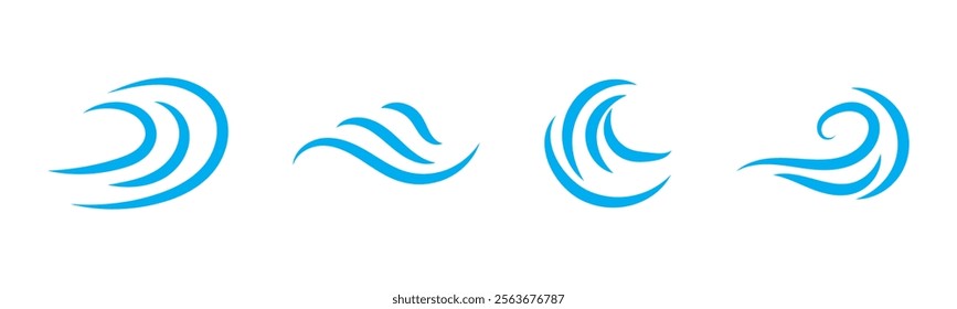 Wind blowing line icon. Windy, storm, breeze weather symbol. Swirl cloud for motion design. vector editable stroke.