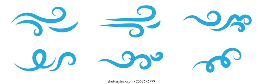 Wind blowing line icon. Windy, storm, breeze weather symbol. Swirl cloud for motion design. vector editable stroke.