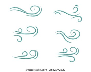 Ícone de linha de vento. Vento, tempestade, brisa símbolo do tempo. Nuvem de espiral para design de movimento. Movimento do vento desenhado à mão, sopro de ar, elementos de redemoinho. ilustração vetorial eps 888