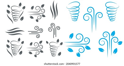 Wind blowing vector icon isolated on white background. Simple flat wind pictogram. Cold weather symbol black illustration. - Vector