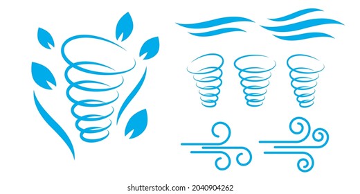 Wind blowing vector icon isolated on white background. Simple flat wind pictogram. Cold weather symbol black illustration. - Vector
