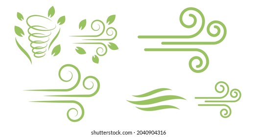 Wind blowing vector icon isolated on white background. Simple flat wind pictogram. Cold weather symbol black illustration. - Vector