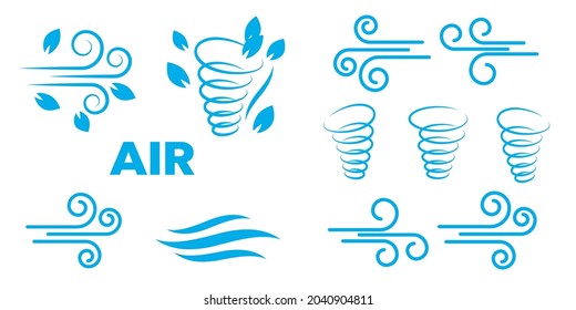 Wind blowing vector icon isolated on white background. Simple flat wind pictogram. Cold weather symbol black illustration. - Vector
