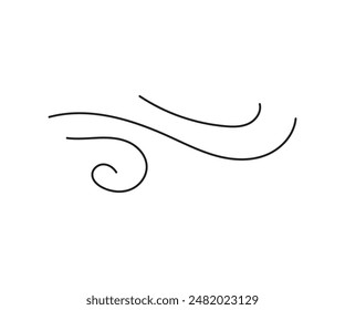 Wind blowing vector icon isolated on white background. Simple flat wind pictogram. Cold weather symbol black illustration. - Vector