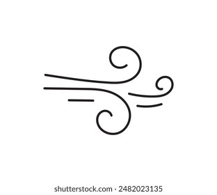 Wind blowing vector icon isolated on white background. Simple flat wind pictogram. Cold weather symbol black illustration. - Vector