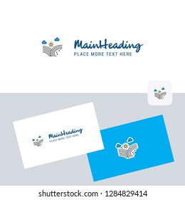 Wind blowing  vector logotype with business card template. Elegant corporate identity. - Vector