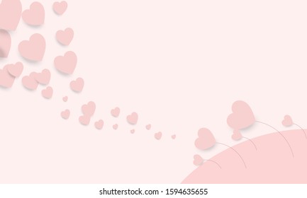 
The wind blows the flower of love flying on the pink background. Love postcard vector for Happy Valentines Day.