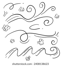 Wind blows hand drawn set