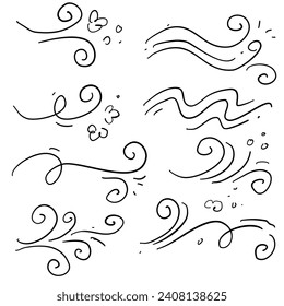 Wind blows hand drawn set