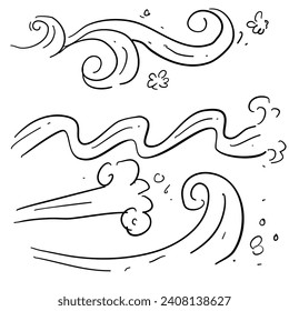 Wind blows hand drawn set