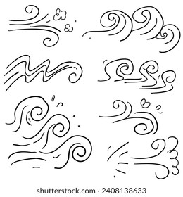Wind blows hand drawn set