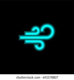 Wind blue glowing neon ui ux icon. Glowing sign logo vector