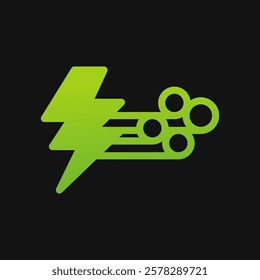 wind and bolt icon Glyph color, free energy, ecology, renewable and green energy concept. Solid with Gradient color icon.