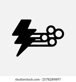 wind and bolt icon Semi solid, free energy, ecology, renewable and green energy concept. Black and semi solid icon.