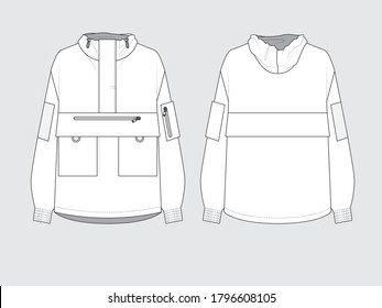 wind breaker, front and back, drawing pattern with vector illustration