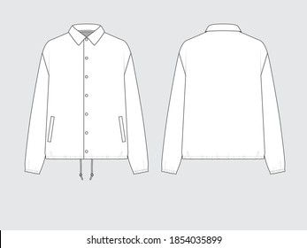 wind breaker jacket, front and back, drawing flat sketches with vector illustration by sweettears