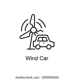 Wind Car vector outline icon for web isolated on white background EPS 10 file