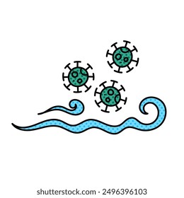 wind carried viruses halftone hand drawn color vector illustration