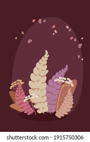 the wind carries flying petals from pink flowers