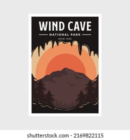 Wind Cave National Park poster vector illustration design