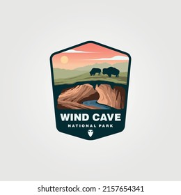 wind cave national park travel sticker illustration design, collection of united states national park sticker design