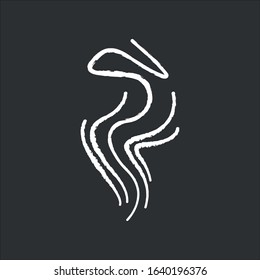 Wind chalk white icon on black background. Cold fresh air swirl. Good smell, perfume scent. Aromatic fragrance flow. Smoke puff. Blowing wind spirals. Isolated vector chalkboard illustration