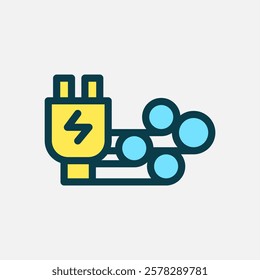 wind and charging icon Flat line color, free energy, ecology, renewable and green energy concept. Line and flat color icon.