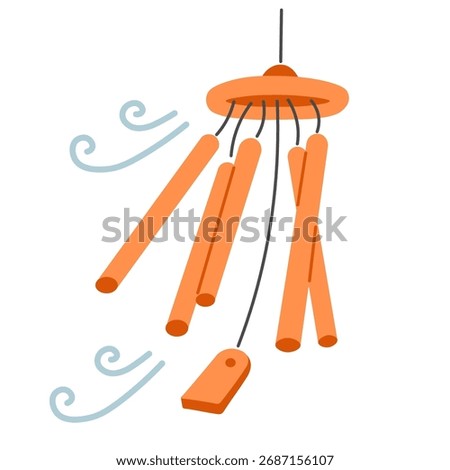 wind chime in flat style.Illustration for banner postcard design print sticker poster background