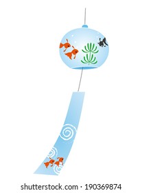 A wind chime with goldfish illustration / Vector illustration