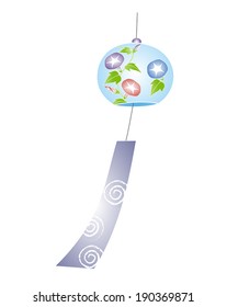 A wind chime with morning glory illustration / Vector illustration