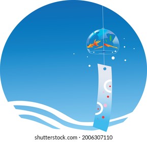 Wind chimes and blue sky with summer image