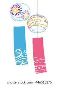 Wind chimes fireworks summer icon