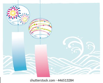 Wind chimes fireworks summer icon