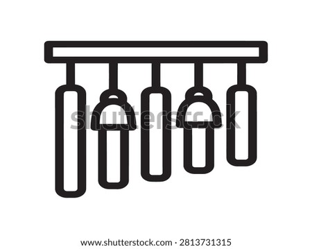 Wind chimes icon. Hanging musical instrument. Zen garden sound symbol.