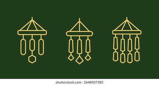 wind chimes icons, line design
