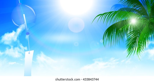 Wind chimes sea summer background
