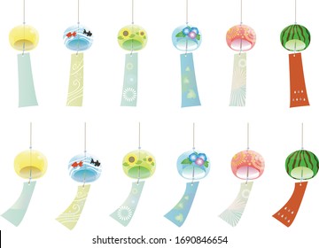 Wind chimes set with various patterns.