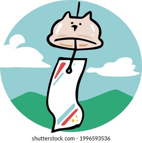 Wind chimes in the shape of a cat with a background