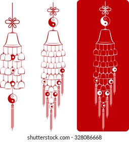 Wind Chimes. Silhouette of a wind chimes. Design element