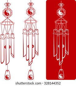 Wind Chimes. Silhouette of a wind chimes. Design element