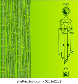 Wind Chimes. Silhouette of a wind chimes. Design element