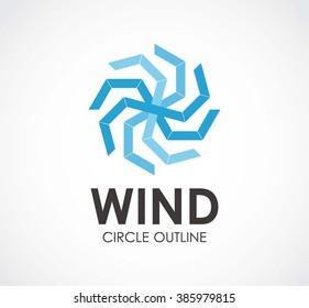 Wind circle of motion line abstract vector and logo design or template spiral ribbon business icon of company identity symbol concept
