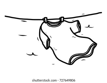 wind and cloth / cartoon vector and illustration, black and white, hand drawn, sketch style, isolated on white background.