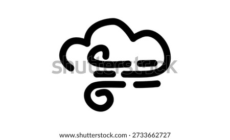 wind and cloud ,black isolated silhouette
