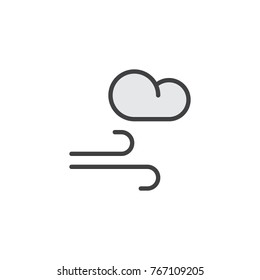 Wind and cloud filled outline icon, line vector sign, linear colorful pictogram isolated on white. Windy weather symbol, logo illustration. Pixel perfect vector graphics