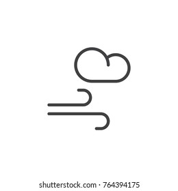 Wind and cloud line icon, outline vector sign, linear style pictogram isolated on white. Windy weather symbol, logo illustration. Editable stroke