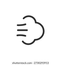 Nube de viento, icono lineal. Flujo de aire y condición de Clima. Línea con trazo editable.