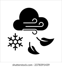 wind clouds Icon, Cloud and wind icon in flat style, vector illustration on white background